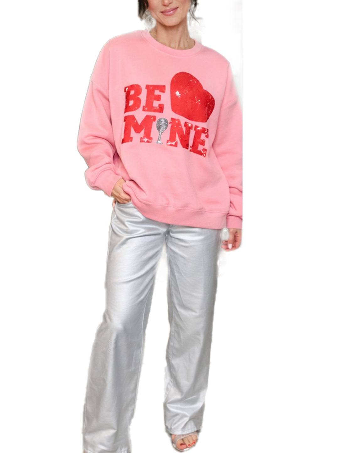 Valentine¡¯s Day Be Mine Sequined Sweatshirt