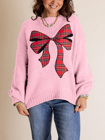 Women's Plaid Bow Sweater