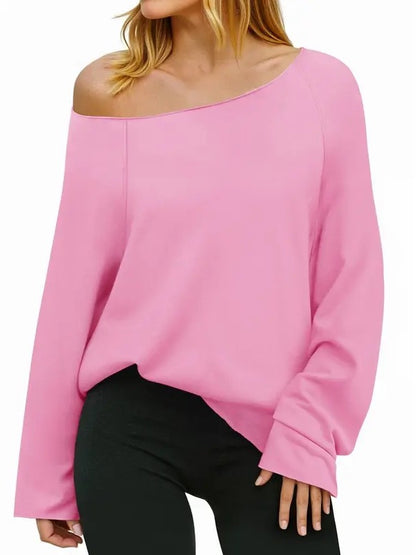 Women's Off‑Shoulder Loose Long‑Sleeve Top