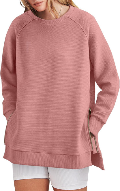 Women's Side Zipper Oversized Sweatshirt