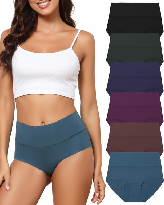 High Waist Underwear Seamless Panties No Show Invisible Briefs 6 Pack