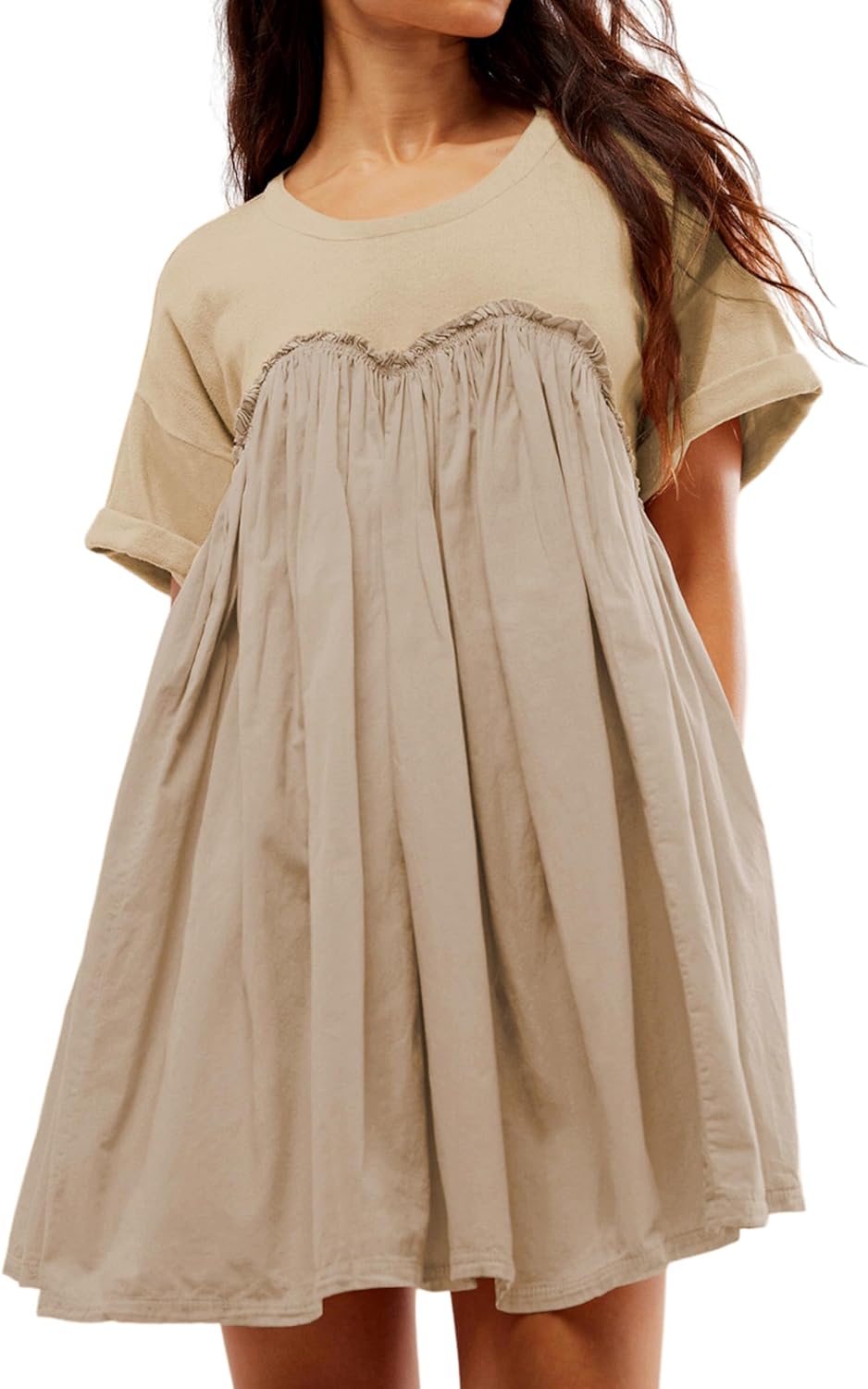 Women's Summer Pleated Babydoll Dress with Pockets