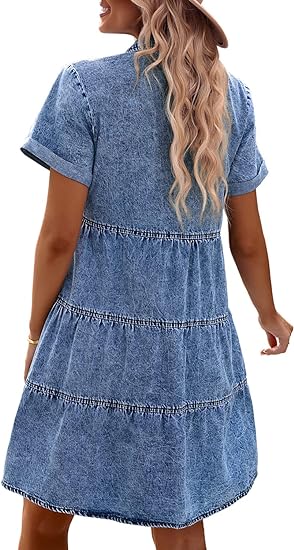 Women's Denim Washed Shirt Dress