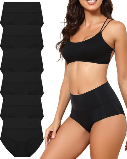 High Waist Underwear Seamless Panties No Show Invisible Briefs 6 Pack