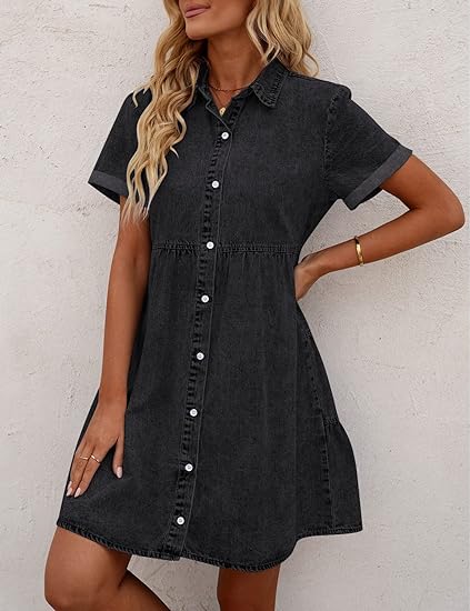 Women's Denim Washed Shirt Dress
