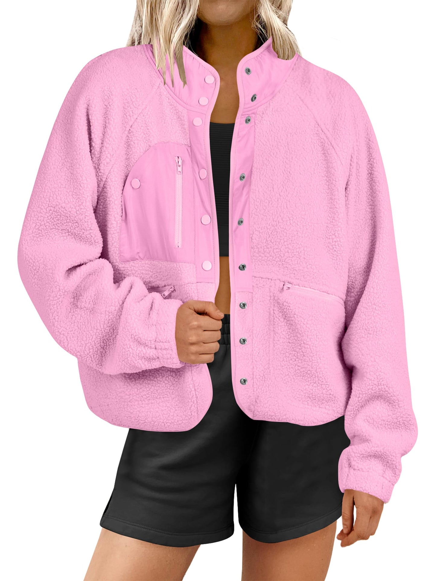 Women's  Button Down Fuzzy Fleece Jacket