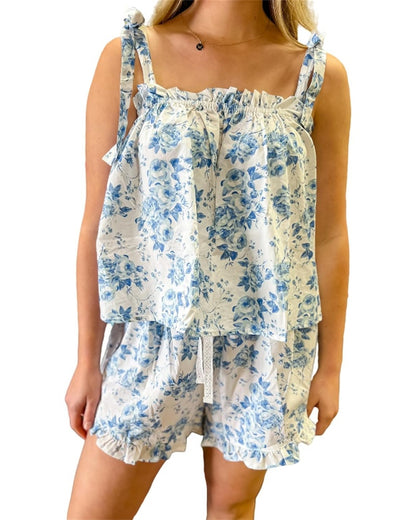 Women's Floral Printed Two-Piece Pajamas Set