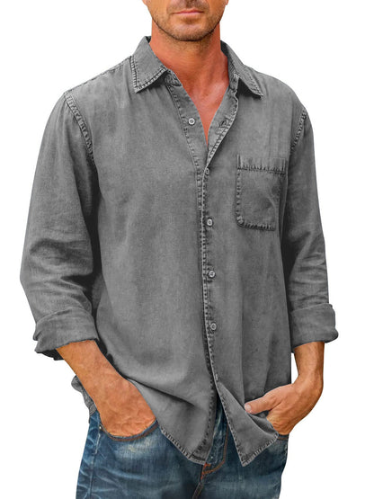 🔥Men's Denim Long Sleeve Button Down Shirt