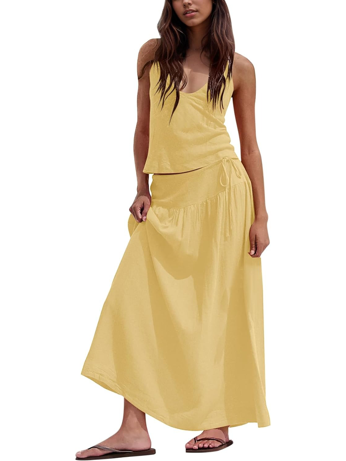 Women's Deep V‑Neck Halter Matching Skirt Set