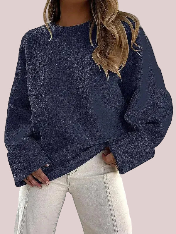 Women's Crewneck Oversized Fuzzy Knit Pullover