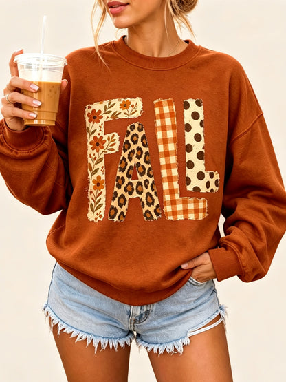 Women's Vintage Fall Letter Print Casual Sweatshirt
