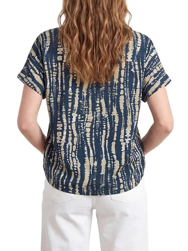 Women's Abstract Stripe Print V Neck Blouse