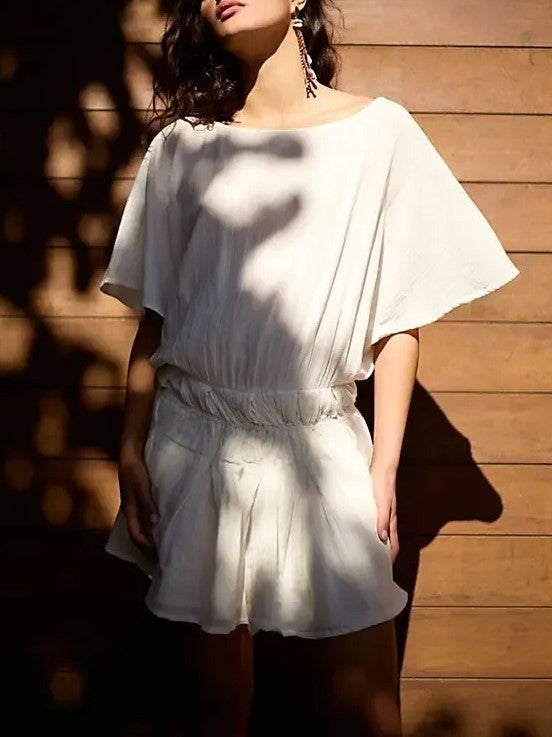 Women's Elastic Waist Short Sleeve Dress