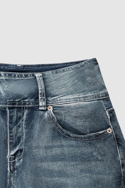 Vintage Button Mid Rise Flared Jeans