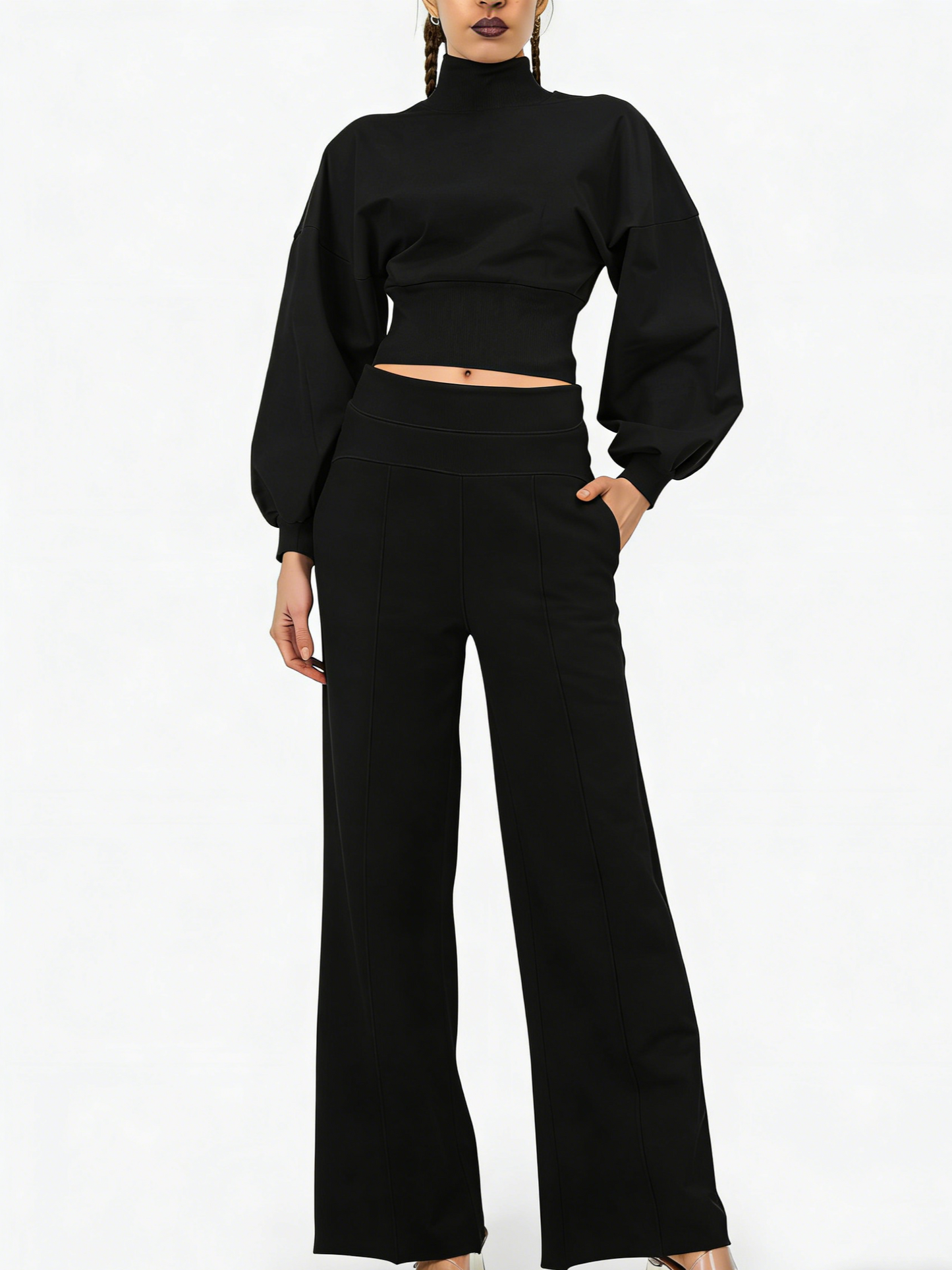 Women's Turtleneck Casual Two-Piece Set