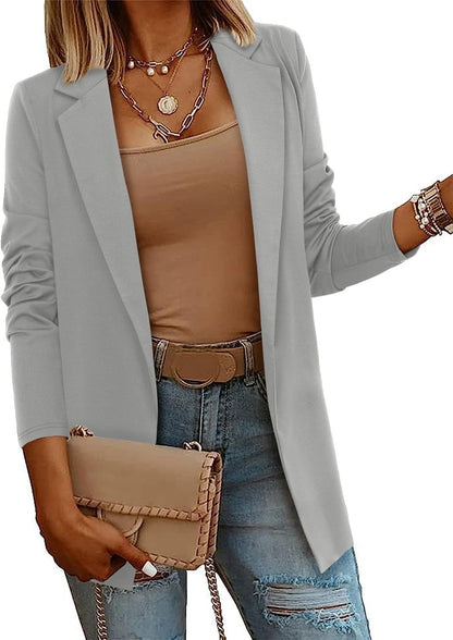Women's Casual Lightweight Lapel Long Sleeve Blazer Coat