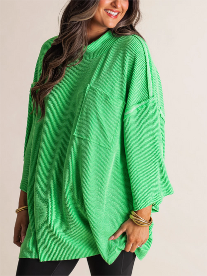 Oversize High Neck Urban Ribbed Tunic