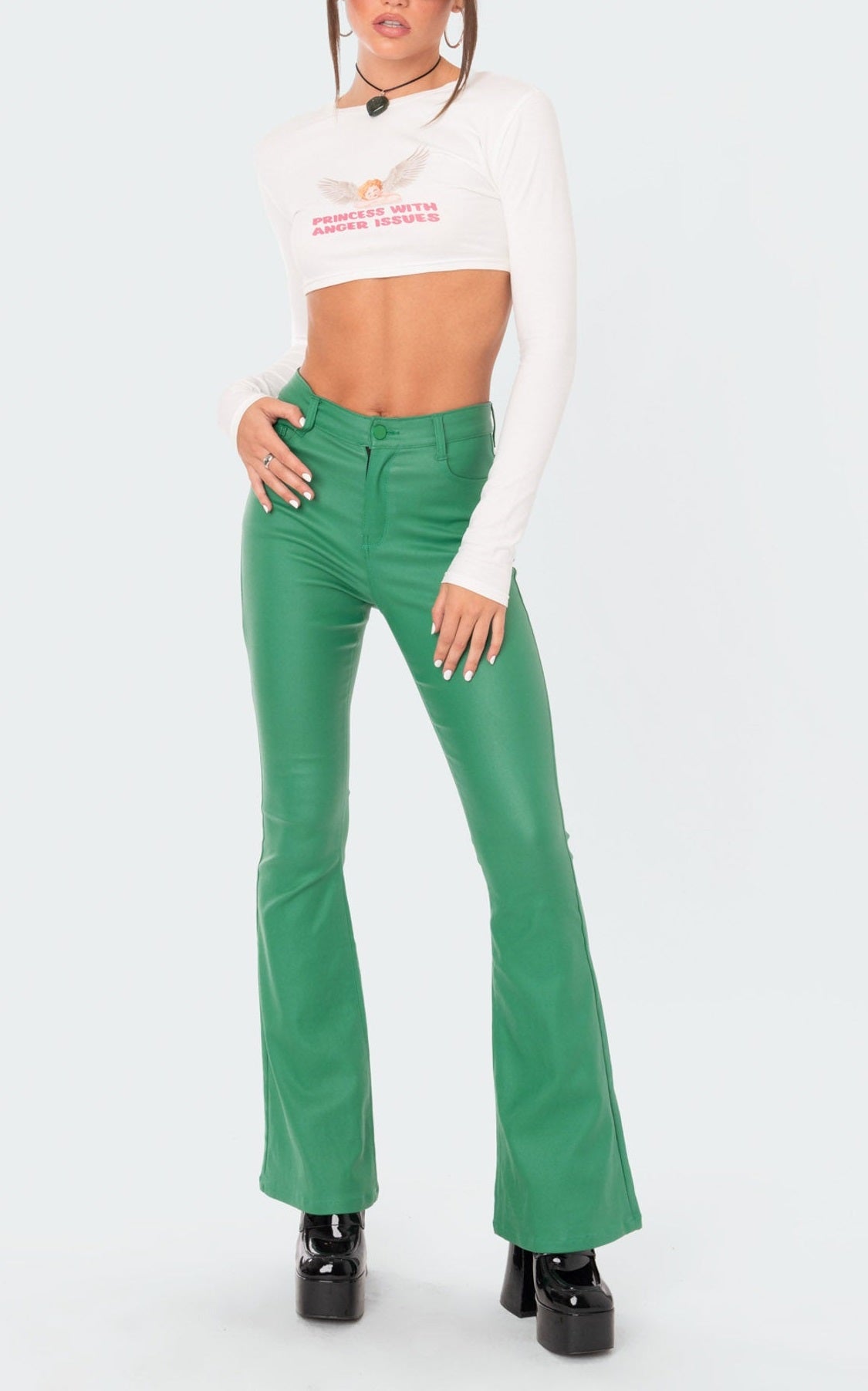 Faux Leather Flare Pants