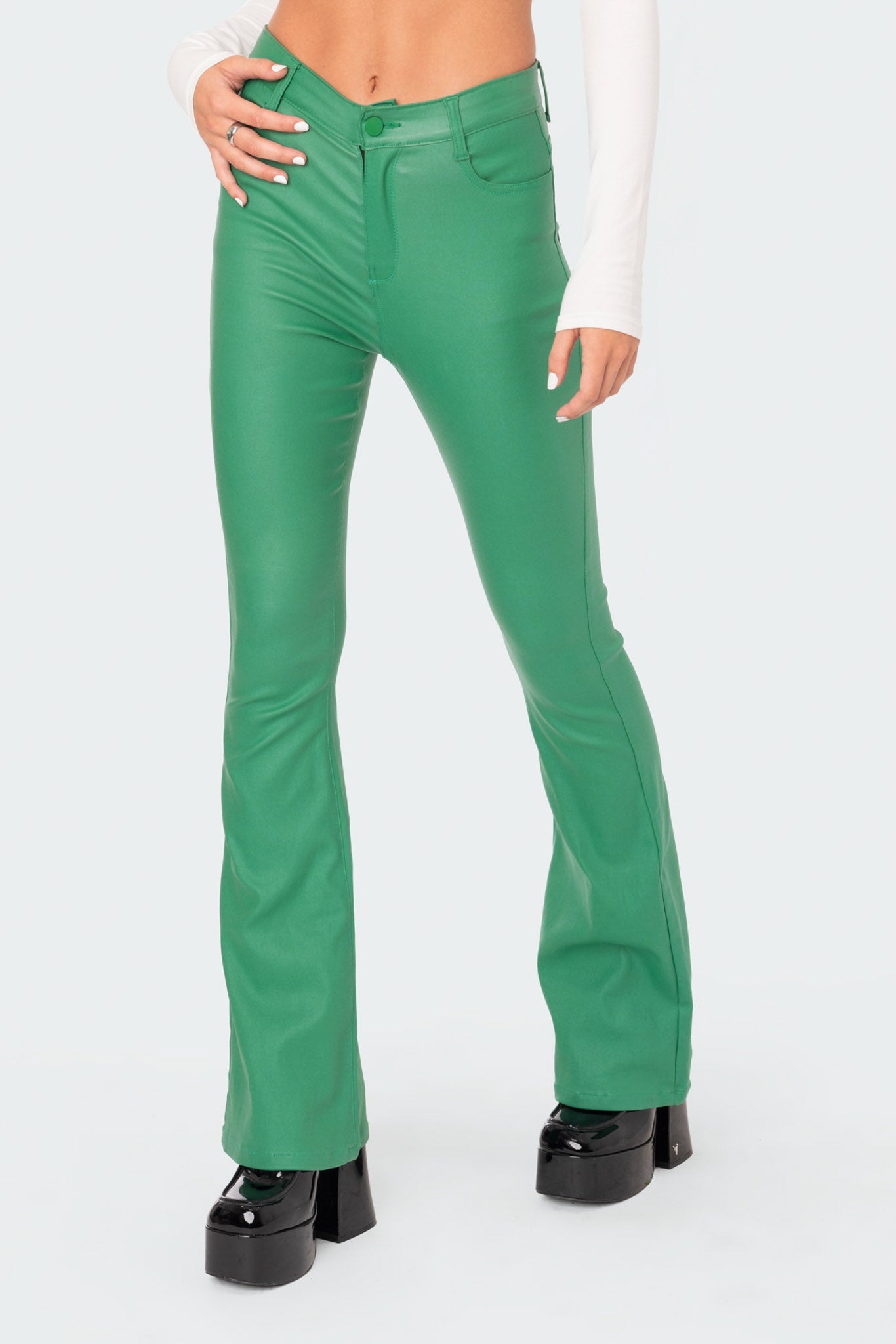 Faux Leather Flare Pants