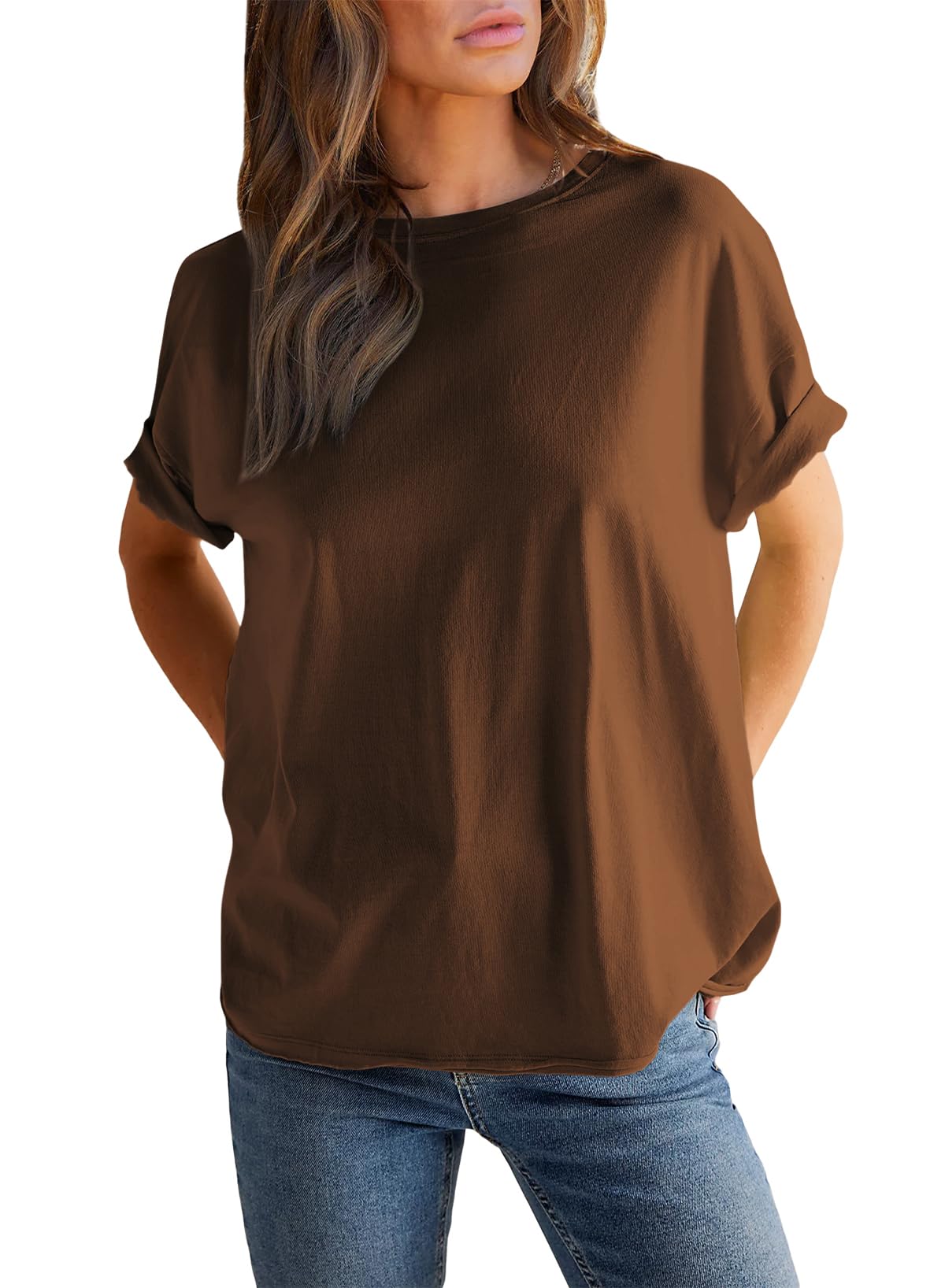 Women's Solid Color Round Neck Short Sleeve T-shirt