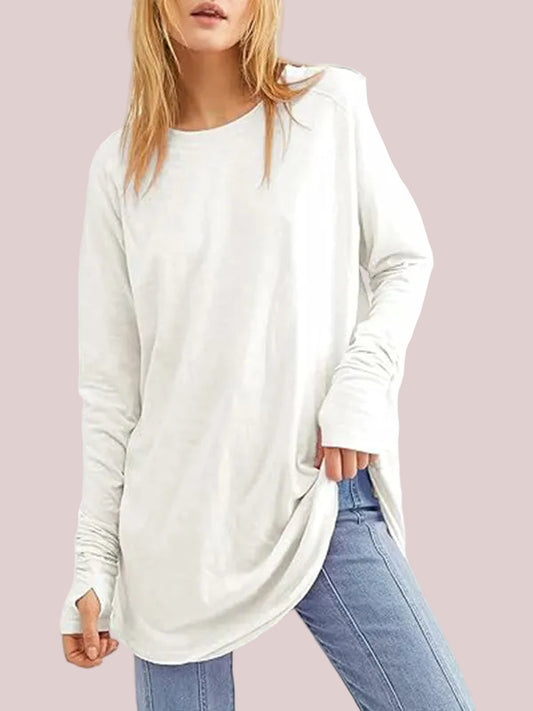 Women's Casual Loose T-Shirts with Thumb Holes