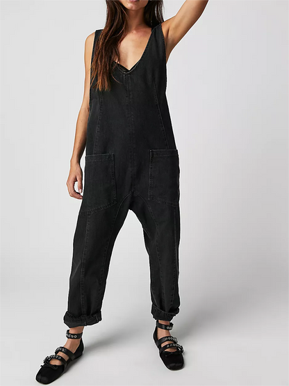 Denim Jumpsuit With Pockets
