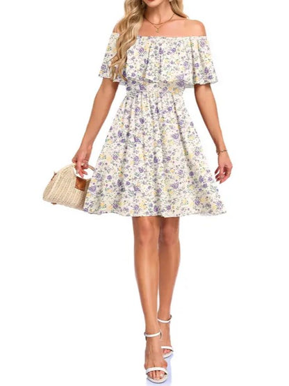 Women's Flow Printed Off-Shoulder Dress