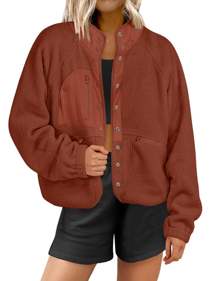 Women's  Button Down Fuzzy Fleece Jacket