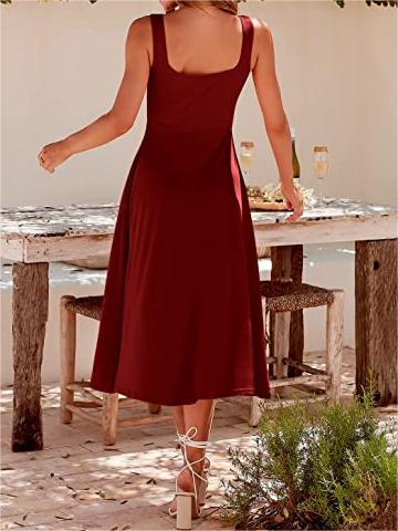 Casual Square Neck Sleeveless   Beach Midi Dress