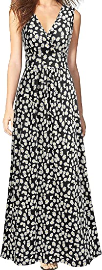 Sleeveless Deep V Neck Loose Casual Dress
