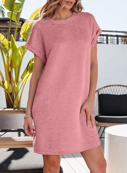 Women's Relaxed Fit Textured Tee Dress
