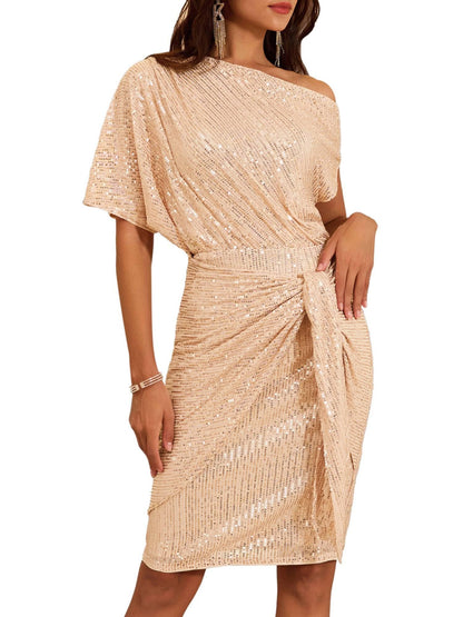 Women's Off Shoulder Sequins Bodycon Dress