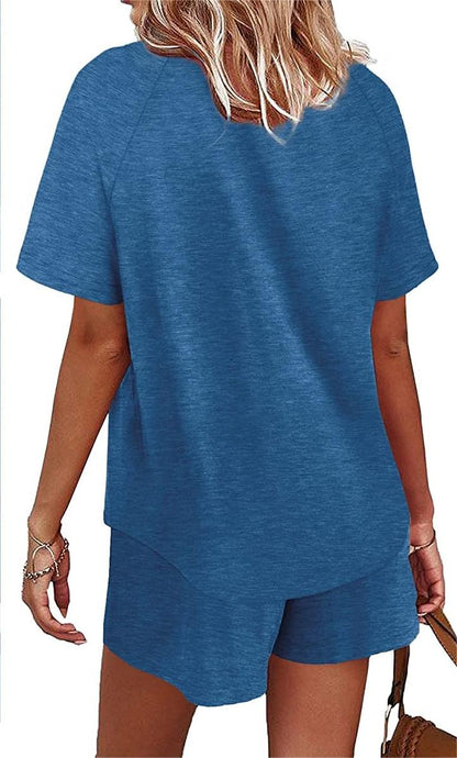 Basic Casual Short Sleeves Outfit 2 Pieces Set