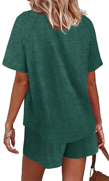 Basic Casual Short Sleeves Outfit 2 Pieces Set