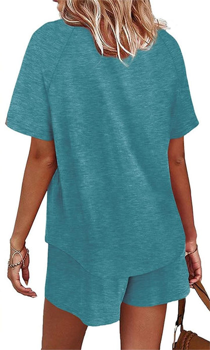 Basic Casual Short Sleeves Outfit 2 Pieces Set