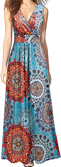 Sleeveless Deep V Neck Loose Casual Dress