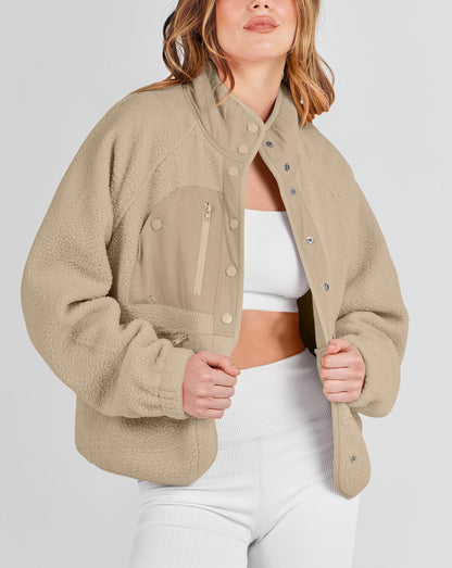 Women's  Button Down Fuzzy Fleece Jacket