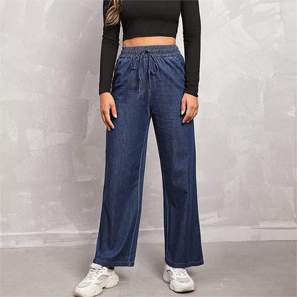 Wide-leg High-rise Drawstring Jeans