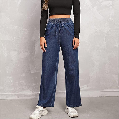 Wide-leg High-rise Drawstring Jeans
