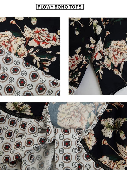 Summer Floral Kimono Ruffle Sleeve Tie Cardigans