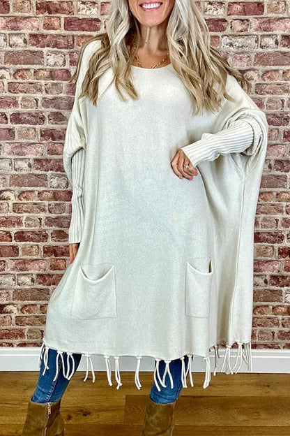 Thread Of Streamlined Large Bat Sleeve Knit Sweater