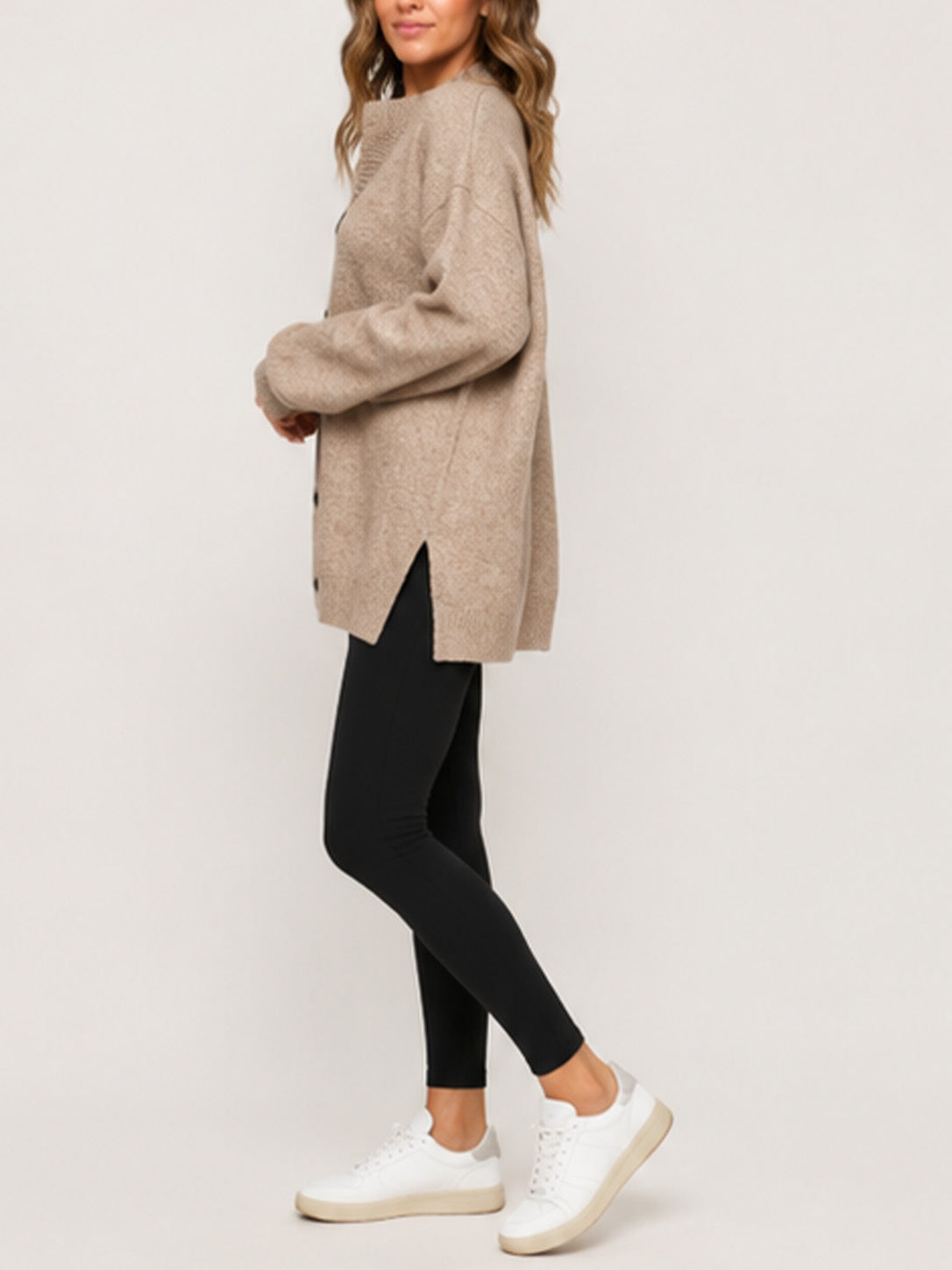 Women Oversized Button Front Knit Cardigan