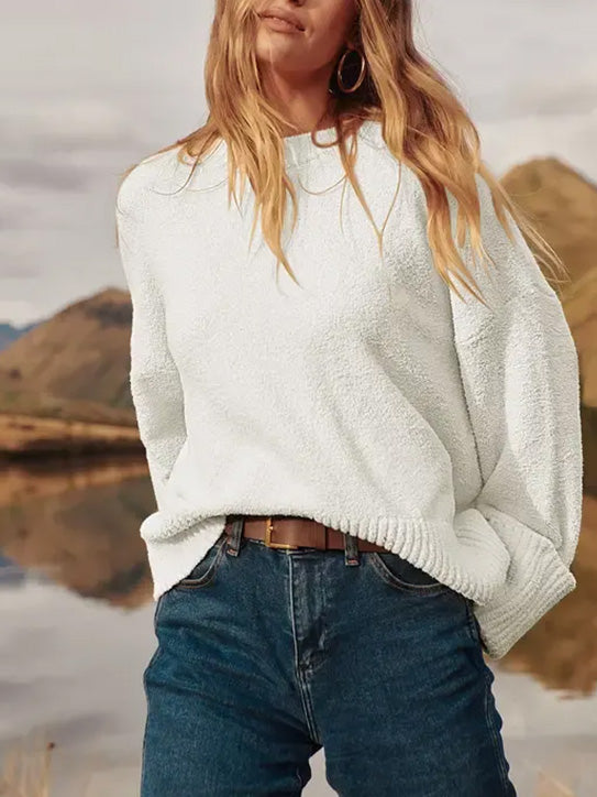 Women's Crewneck Oversized Fuzzy Knit Pullover