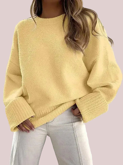 Women's Crewneck Oversized Fuzzy Knit Pullover