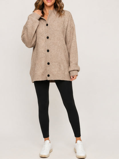 Women Oversized Button Front Knit Cardigan