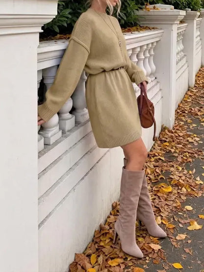 Women's Fall Loose Tunic Knit Sweater Dress