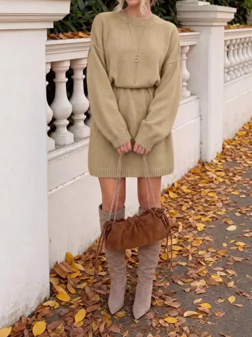 Women's Fall Loose Tunic Knit Sweater Dress