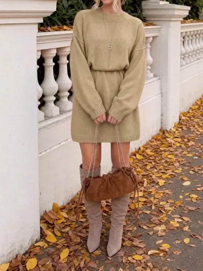 Women's Fall Loose Tunic Knit Sweater Dress