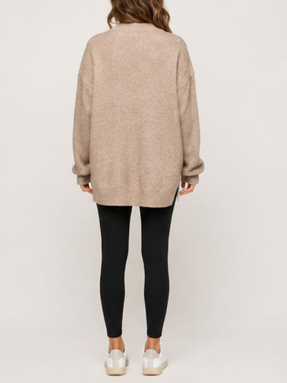 Women Oversized Button Front Knit Cardigan