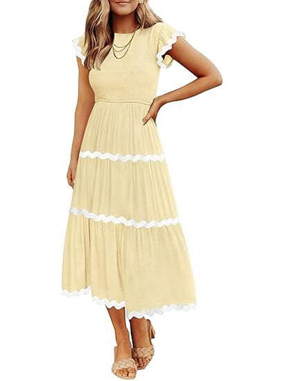 Women's Contrast Ric Rac Maxi Dress